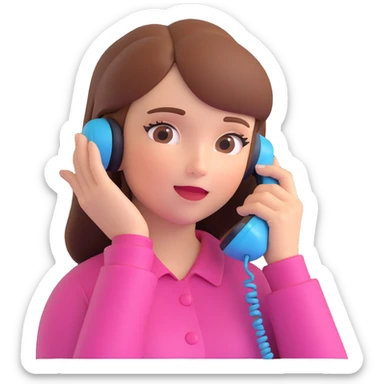 girl talking on phone bedroom background, close up pose sticker