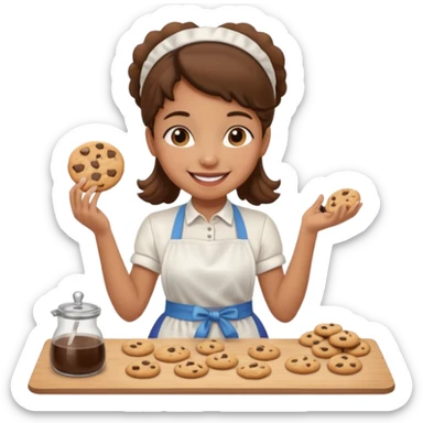 light brown skinned girl making cookies sticker