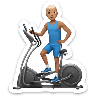 bald African American man on elliptical machine sticker
