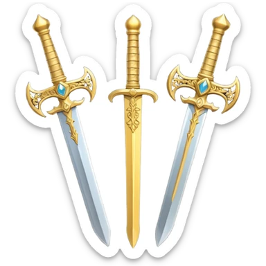 Two Golden royal swords with gold blades and gold handel sticker