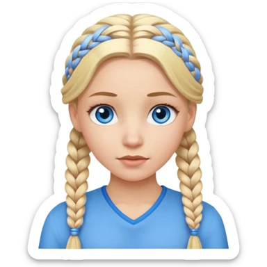 white girl with 10 blonde braids sticker