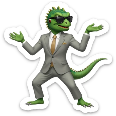 capitalist iguana banker godfather with black sunglasses breakdance sticker