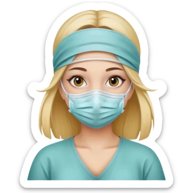 a beautiful girl wearing surgical mask sticker