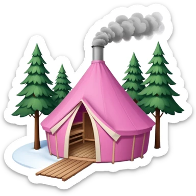la tent that is a sauna and its smoke out the pipe try one with snow and trees around also pink
ag den mer som en rundt firkant og sort, også kan det stå SAUNA på pink sticker