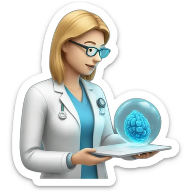 Biomedical-Engineer-studying-hologram-3d-model-of-breast sticker