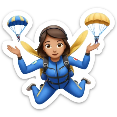 Skydiving girl with parachute and UFO blue sticker