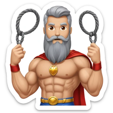 superhero with long beard using it as a lasso to catch villains sticker