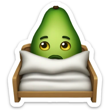 Generate a sleeping avocado emoji with a nightcap, symbolizing good sleep for proper nutrition. sticker