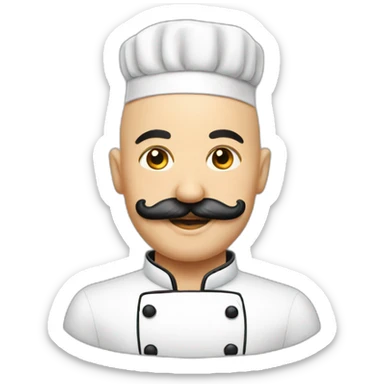 Bald chef moustache tattoos sticker