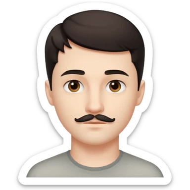 So pretty handsome bratz young man, with black black black  eyes,  short dar, short mustache pale skin, defined jawlines sticker