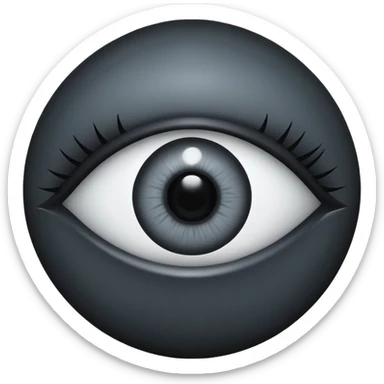 Minimal emoji, gothic futuristic eye, cold grey sclera, pupil replaced by a solid black number 8, occult cyber aesthetic, sharp clean lines, flat emoji design, centered, transparent background sticker