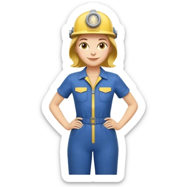 cheerful Vault Dweller in classic blue-and-yellow jumpsuit, standing with hands on hips sticker
