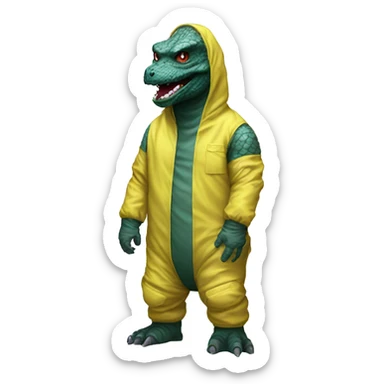 Godzilla dressed in a hazmat suit sticker