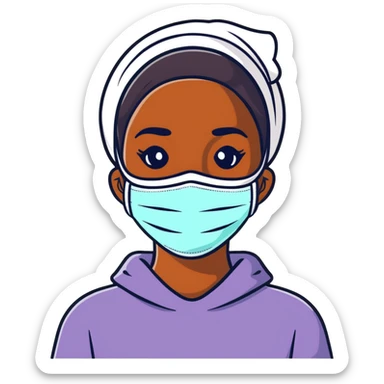 Black girl with face mask skincare sticker