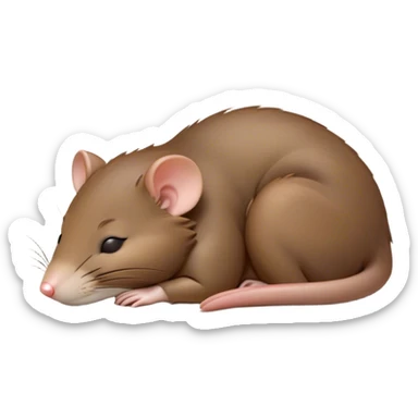 Meme-Worthy Cute Sleeping Brown Rat Portrait Emoji, Head resting peacefully with a contented smile, showcasing a compact, nimble build and a luxuriously soft brown coat, eyes gently closed in serene, restful slumber, Simplified yet hilariously adorable features, highly detailed, glowing with a soft, drowsy light, high shine, relaxed and utterly lovable, stylized with an air of playful laziness, soft glowing outline, capturing the essence of a sleeping rat that feels destined to become the next viral sensation of adorable urban rest! sticker