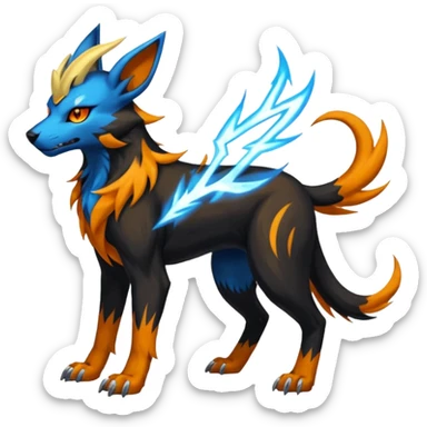 Manectric-Houndoom-Luxray-Bobcat-Fakémon-fusion-animal-creature, full body  sticker