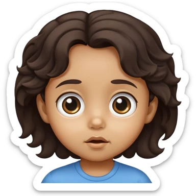 toddler face with big eyes, medium skin tone, and dark wavy hair sticker