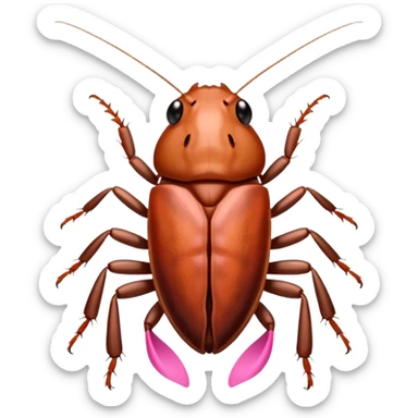 cockroach with pink ribbon pookie sticker