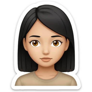 girl with black straight hair with tan skin sticker