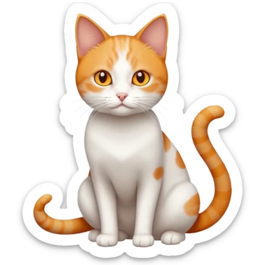 full body small short hair ginger and white cat with orange eyes  sticker