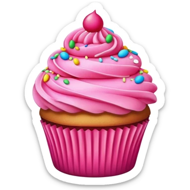 cupcake with bright pink frosting and sprinkles sticker