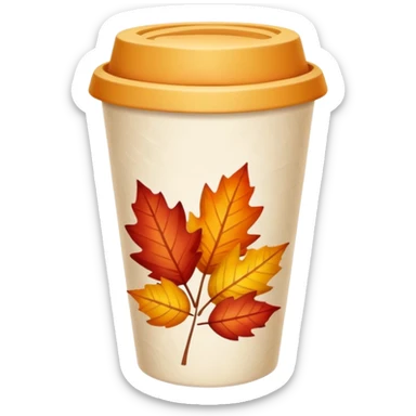 paper cup with autumn leaves sticker