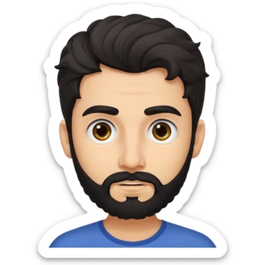 young fair skin Pakistani man with black beard wavy hair and squinted eyes and thick eyebrows sticker