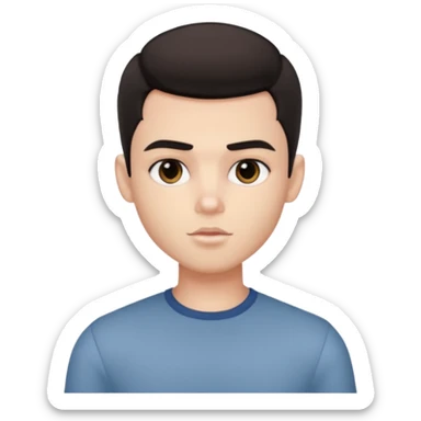 pretty handsome bratz man, black eyes,  short dark hair, dark eyes, pale skin, defined jawline sticker