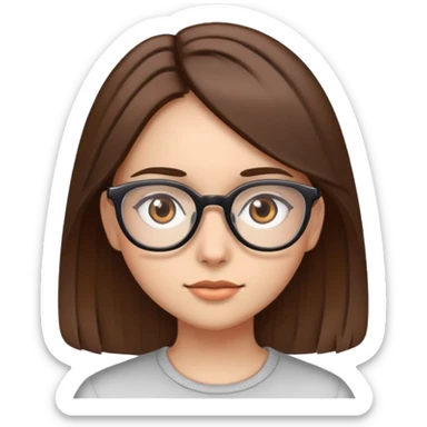 Girl with straight brown hair brown eyes and glasses  sticker