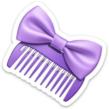 pastel purple styling comb in ios emoji style with a bow and background sticker