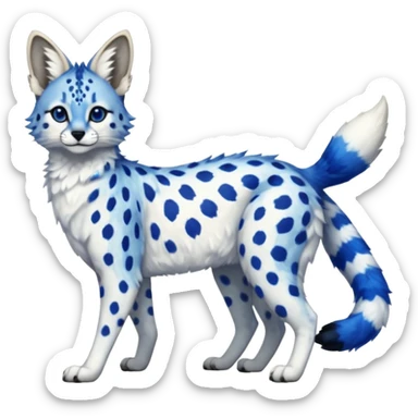 Cobalt-blue, sapphire-spotted, white-bellied, exotic Serval-sergal-Trico-fusion-animal-hybrid sticker