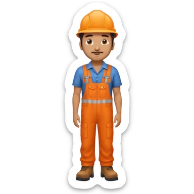 Indian male railway engineer orange overalls, boots  sticker