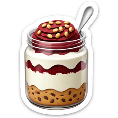 Haz un emoji de un tarro de galletas Red Velvet con pepitas de chocolate blanco sticker