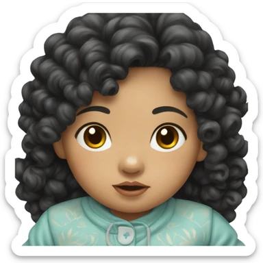 Southeast Asian female infant with black curly hairSou sticker