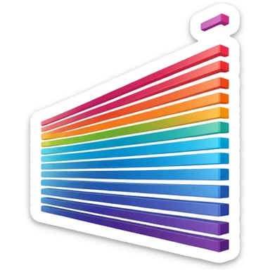 Horizontal multiple little bars merging into one big bar of data. sticker