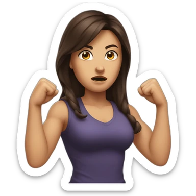 Angry brunette shaking her fist sticker