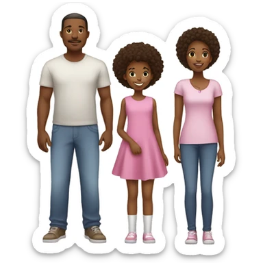 african american family, mom, dad,teenage tall daughter, young daughter, twin girl toddlers sticker