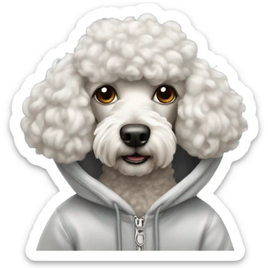 labour poodle wearing a hoodie sticker