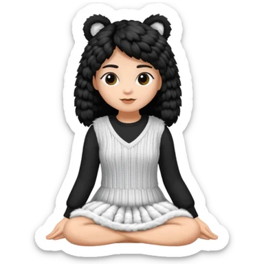 Barboncino seduto in bianco e nero con vestitino in maglia sticker