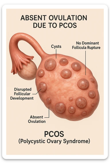 Ovulazione assente  in 3D immagine medica donna pcos sticker