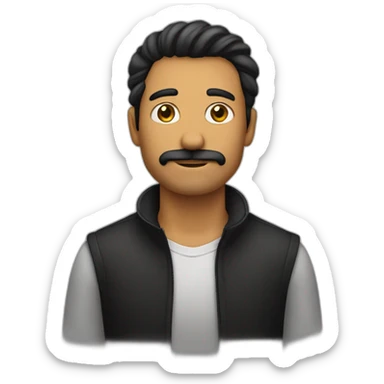 hombre sin bigote con pelo negro y parado sticker