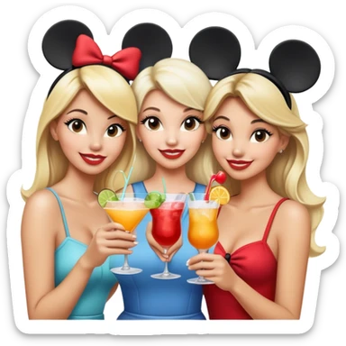 3 blonde Ladies having cocktails at Disney World sticker