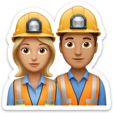 me haces una mujer y un hombre vestidos como constructores de obra sticker