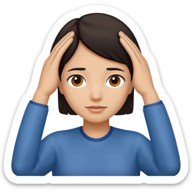 🥷🏽: inspire toi de cet emoji faisant en sorte qu’il est les mains sur les deux côtés de la tête  sticker