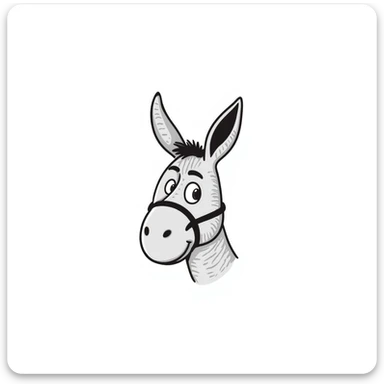 a donkey with its left eye pointed to the left and right eye pointed to the right sticker