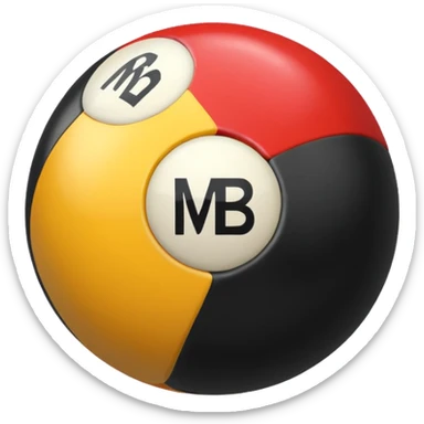 Pool ball back ball with the “MB” written on it. sticker