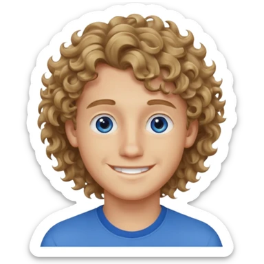 20 year old boy with wavy-curly dark blonde hair and blue eyes  sticker