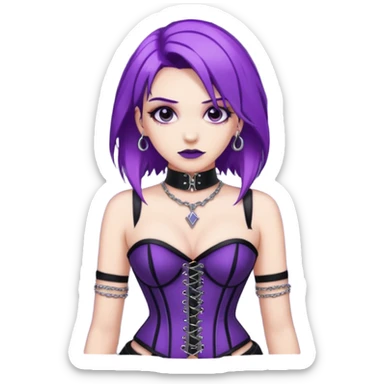 my nickname on the discord server is Little VIper, i have purple hair and an alt/goth style so like corsets and black with silver chains. i want a animated emoji with the text "'Lil Viper Mad" sticker