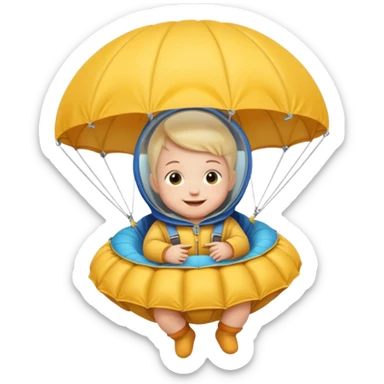 Skydiving baby with parachute and UFO sticker