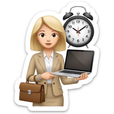 I like the 4th image. Now, make the same woman leave work with her laptop in hand. Add a clock behind her on the wall .  sticker